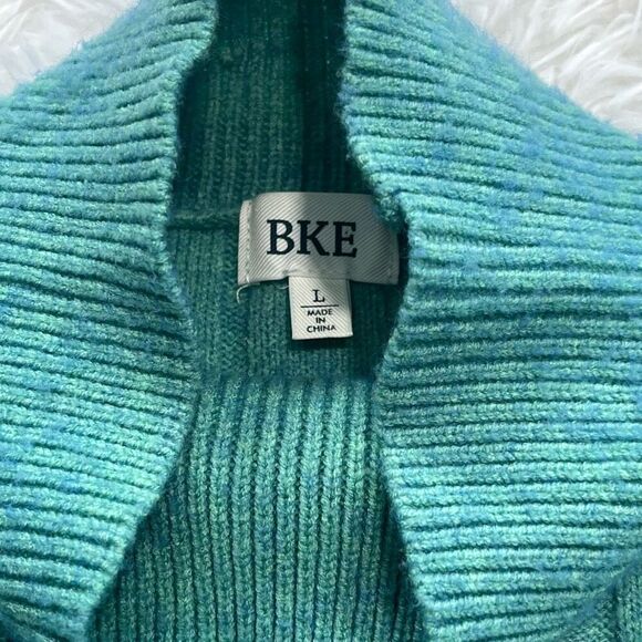 BKE Distressed Turtleneck Drop Shoulder Sweater Size Large Marled Teal Knit - Picture 6 of 9